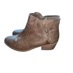 Brown Faux Leather Faded Glory Booties Size 6